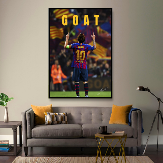 Lionel Messi GOAT Barcelona Iconic Celebration Art Print - Premium Collectible