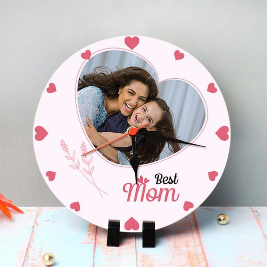 Heartfelt Personalized Round Wall Clock for Mom - Custom Photo Display Gift