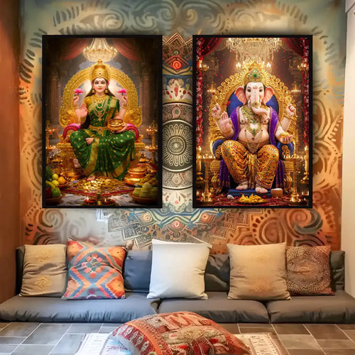 Goddess Lakshmi & Lord Ganesha Wall Art -  - Jolly Gifts And Arts