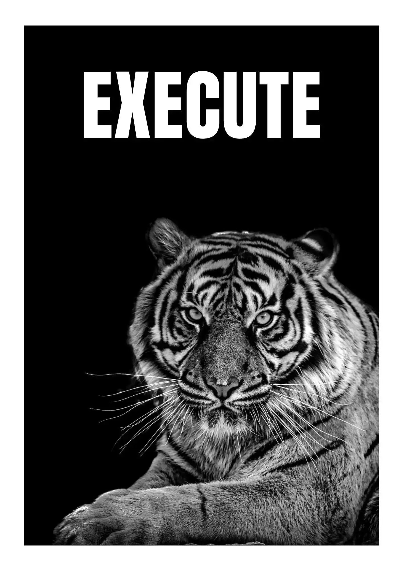 Tiger EXECUTE Wall Art - Aggressive Action Poster