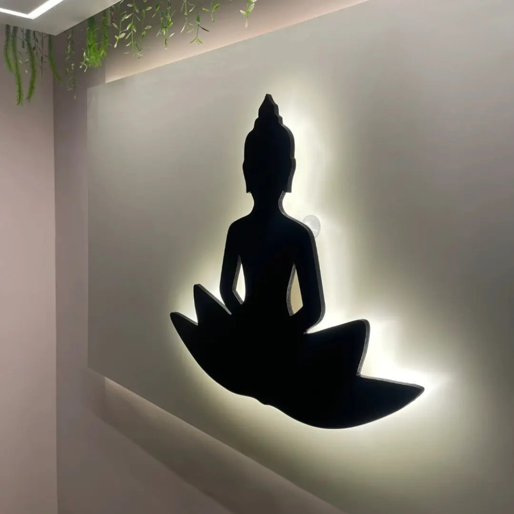 Peaceful Buddha Black Metal Wall Decor for Yoga & Meditation Space -  - Jolly Gifts And Arts