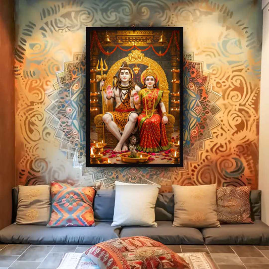 Shiva Parvati Divine Couple Art Print -  - Jolly Gifts And Arts