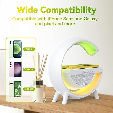 4 in 1 LED Wireless Charging Lamp, Night Light for Bedroom, BT Speaker, Radio, Wireless Charger, Atmosphere Lamp for Bedroom, Home Decoration