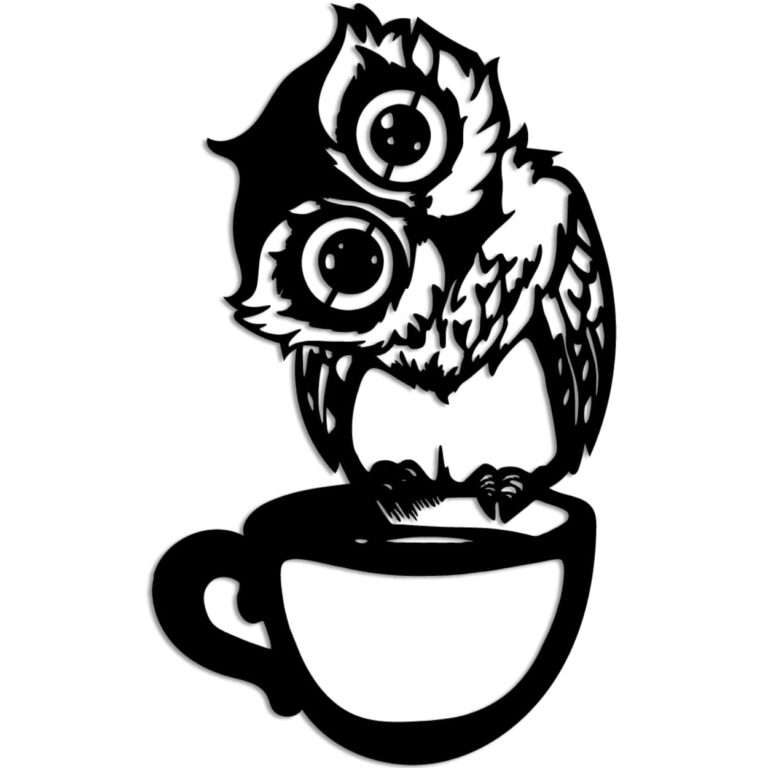 Coffee Owl Wake-Up Call Metal Wall Art -  - Jolly Gifts And Arts