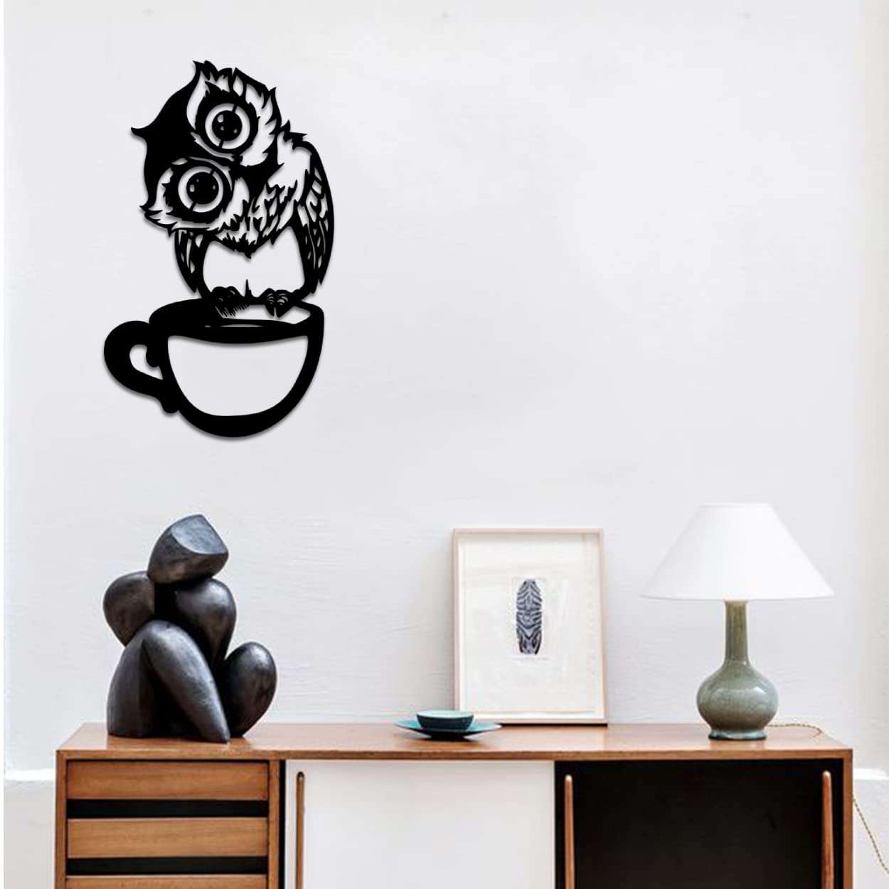 Coffee Owl Wake-Up Call Metal Wall Art -  - Jolly Gifts And Arts