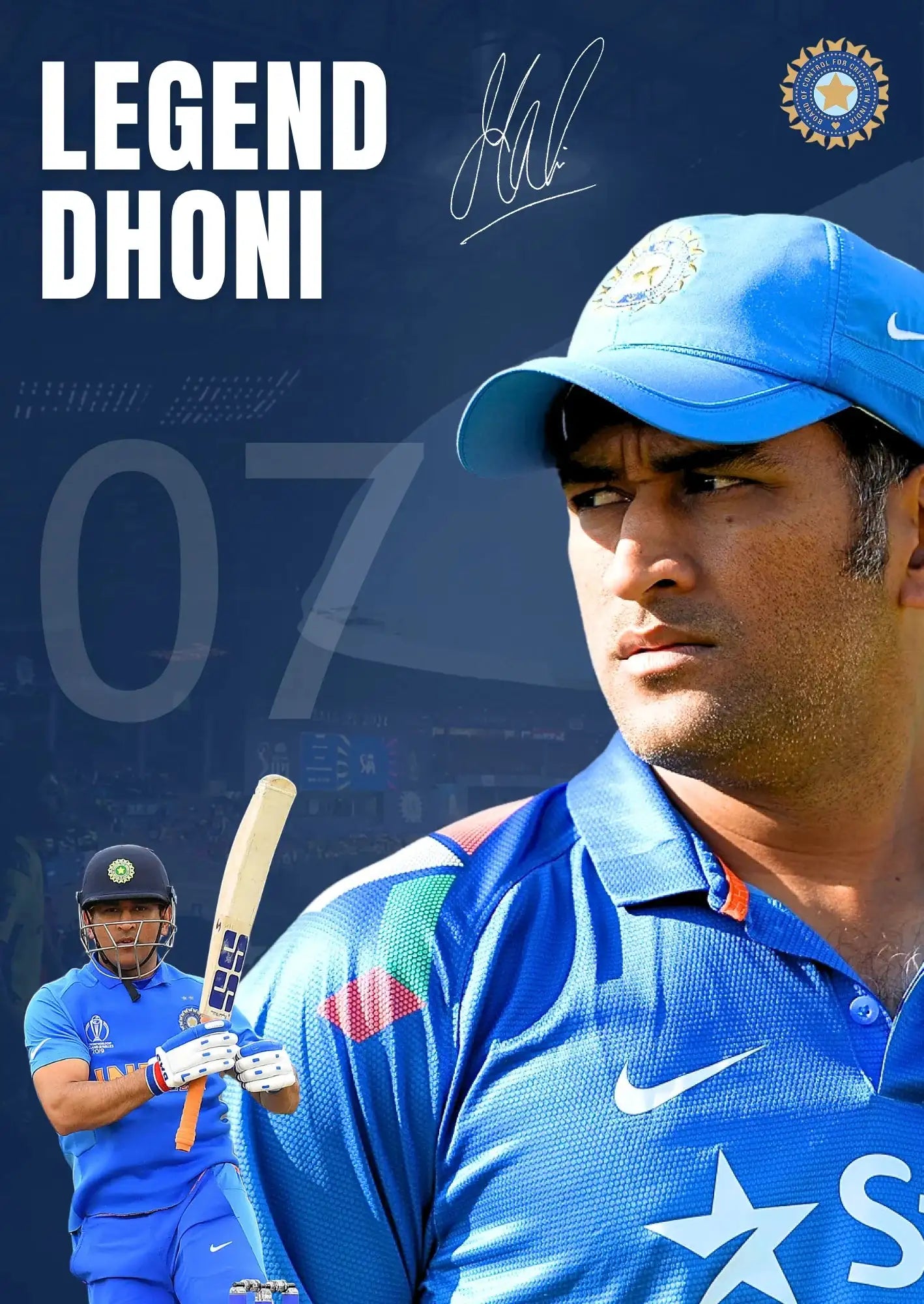 Captain Cool MS Dhoni Poster & "The Legend 07" -  - Jolly Gifts And Arts