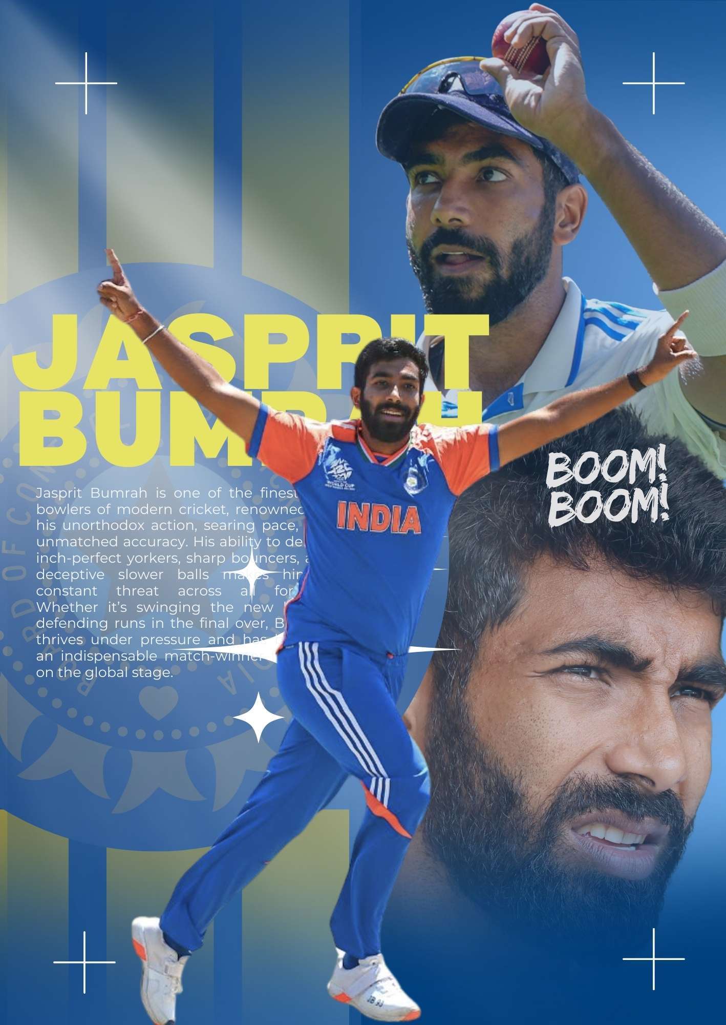 Jasprit Bumrah "BOOM BOOM" Poster -  - Jolly Gifts And Arts