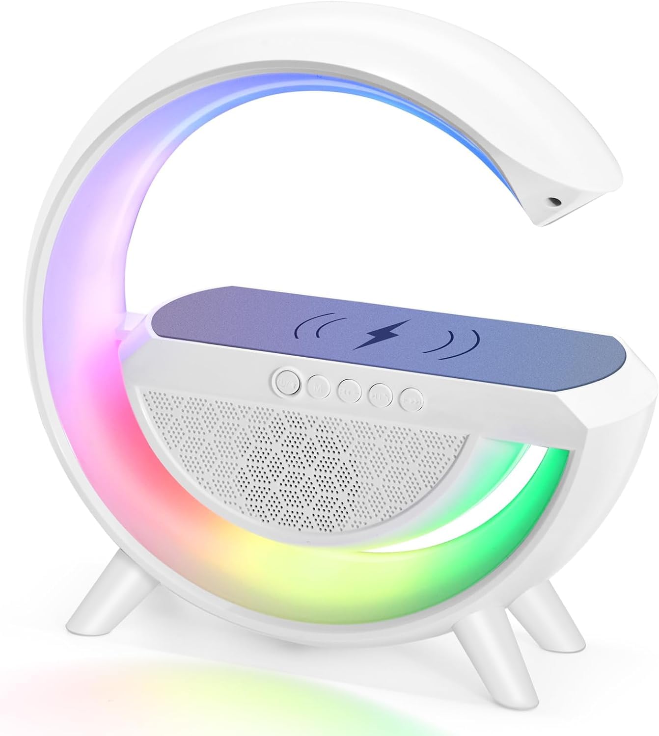 4 in 1 LED Wireless Charging Lamp, Night Light for Bedroom, BT Speaker, Radio, Wireless Charger, Atmosphere Lamp for Bedroom, Home Decoration