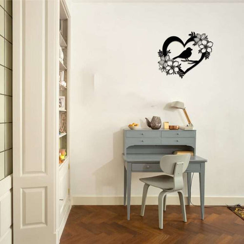 Beautyfull Bird-in-Heart Floral Wall Art -  - Jolly Gifts And Arts