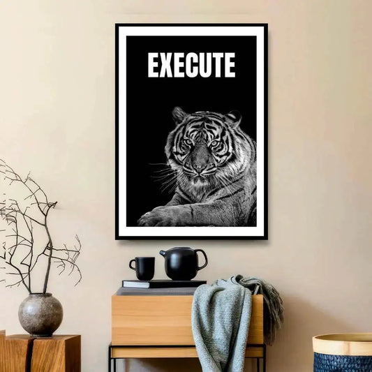 Tiger EXECUTE Wall Art - Aggressive Action Poster