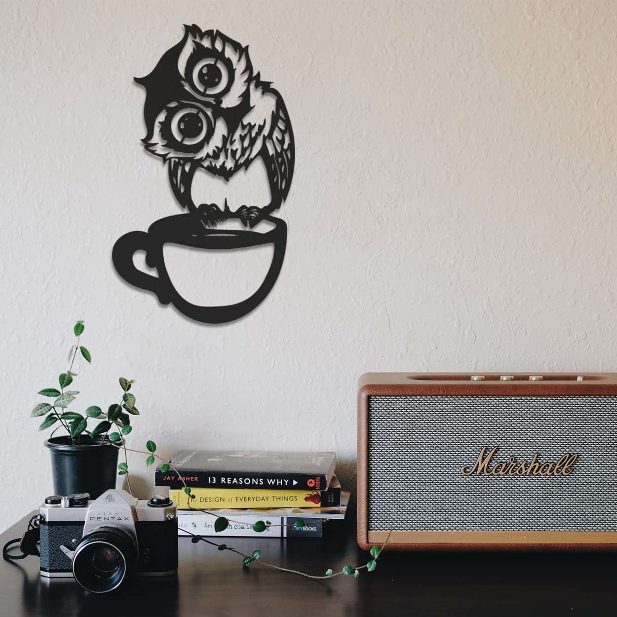Coffee Owl Wake-Up Call Metal Wall Art -  - Jolly Gifts And Arts