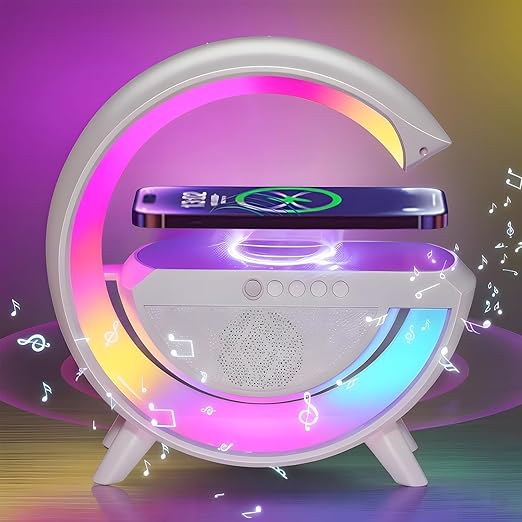 4 in 1 LED Wireless Charging Lamp, Night Light for Bedroom, BT Speaker, Radio, Wireless Charger, Atmosphere Lamp for Bedroom, Home Decoration