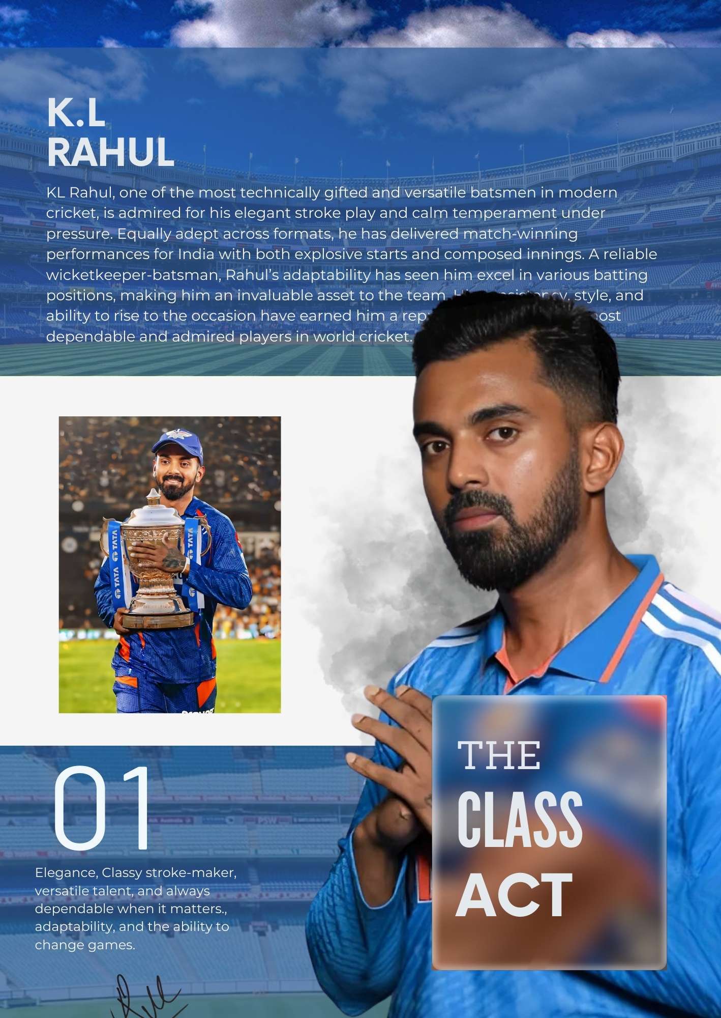 K.L. Rahul "The Class Act" Poster -  - Jolly Gifts And Arts