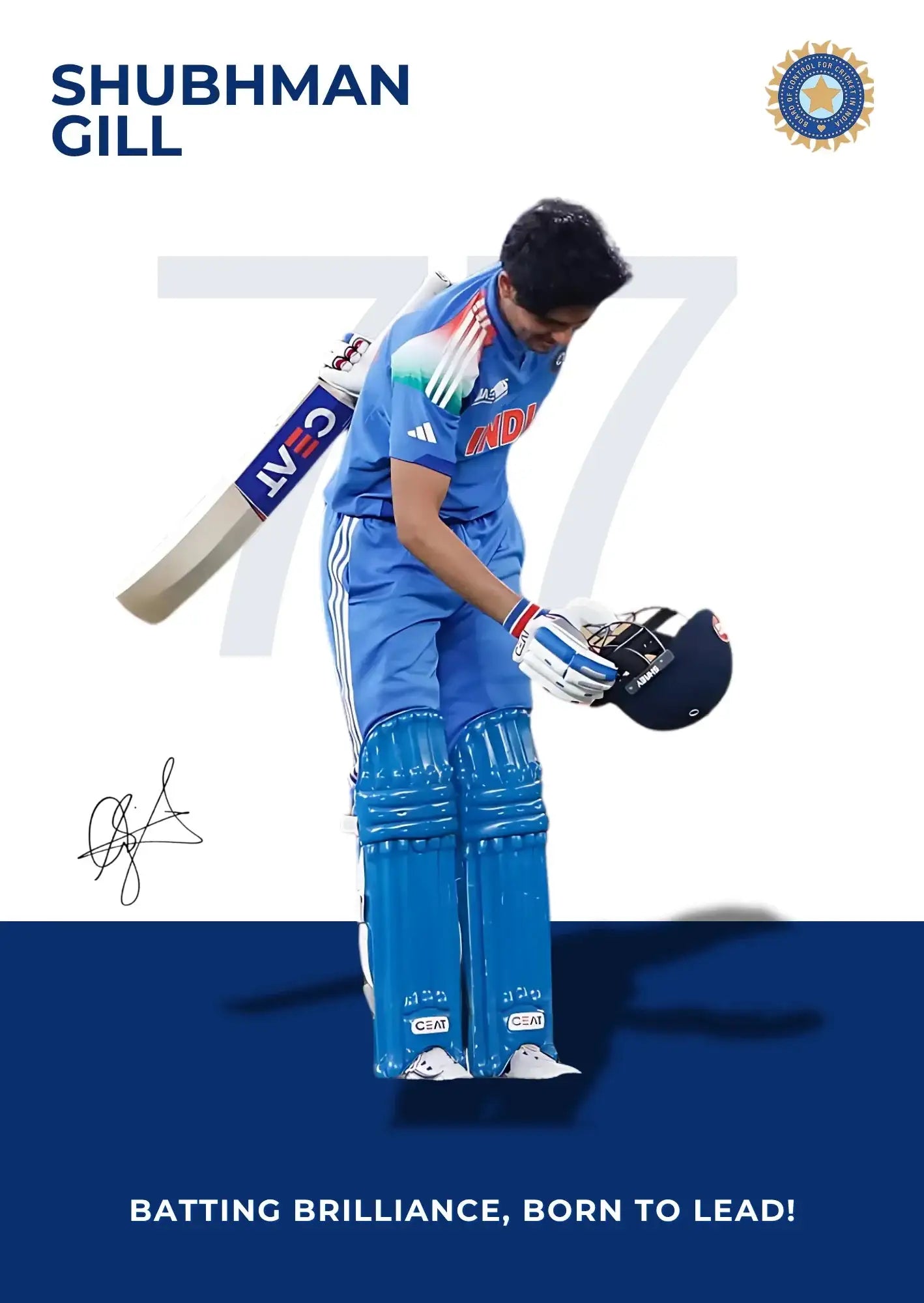 Shubman Gill "Born To Lead" Poster -  - Jolly Gifts And Arts