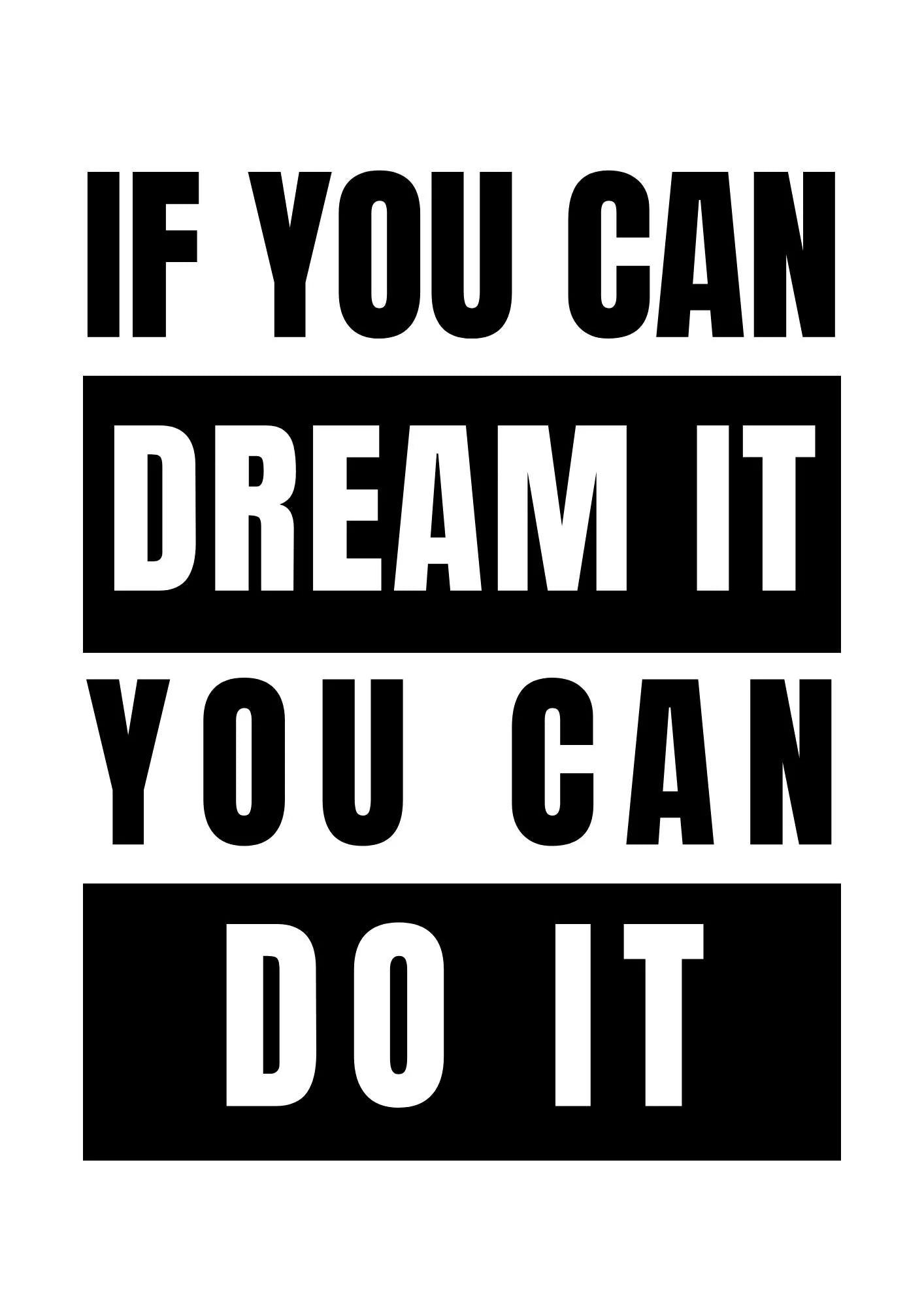 Bold Motivational DREAM IT DO IT Typography Poster -  - Jolly Gifts And Arts