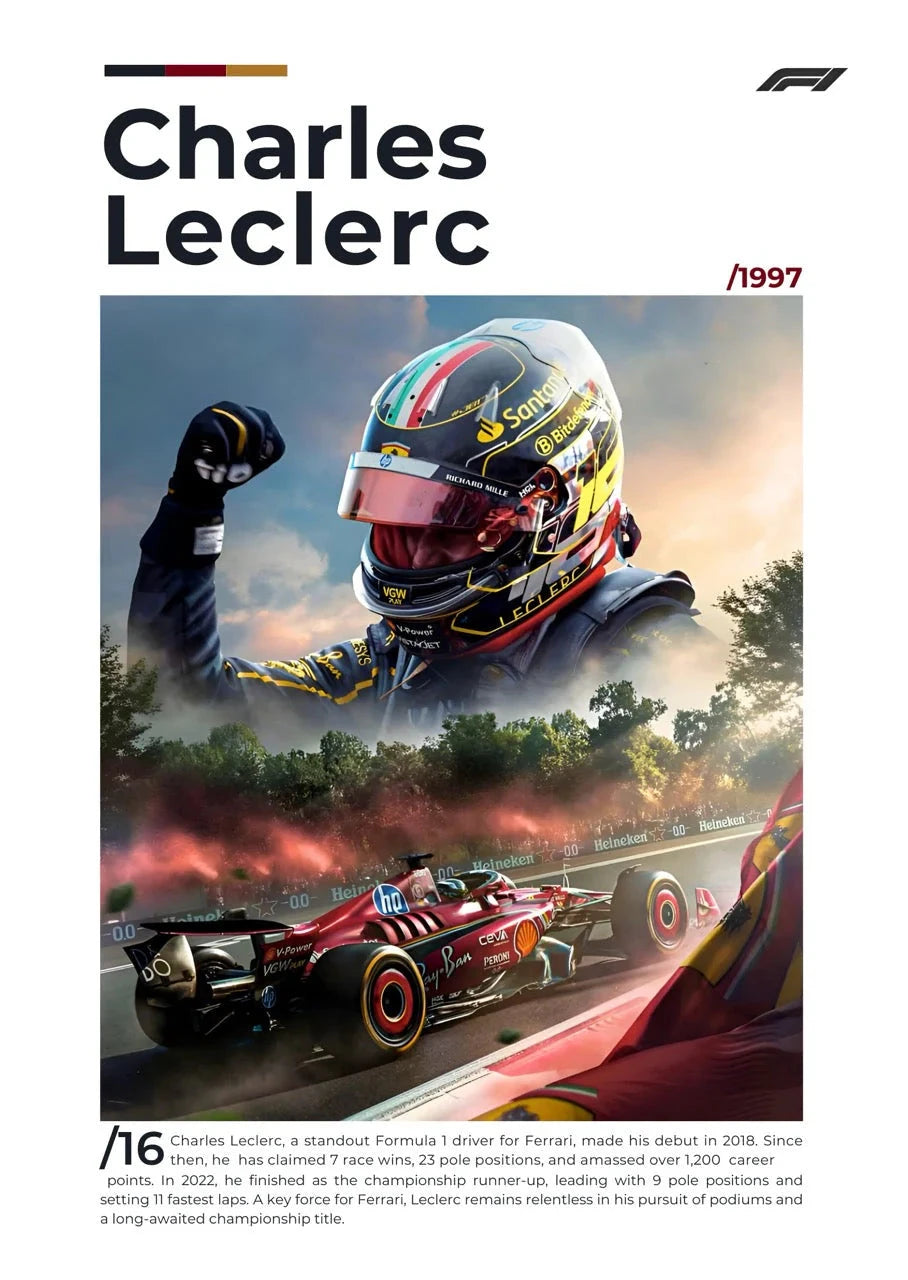 Charles Leclerc F1 Driver Minimalist Poster