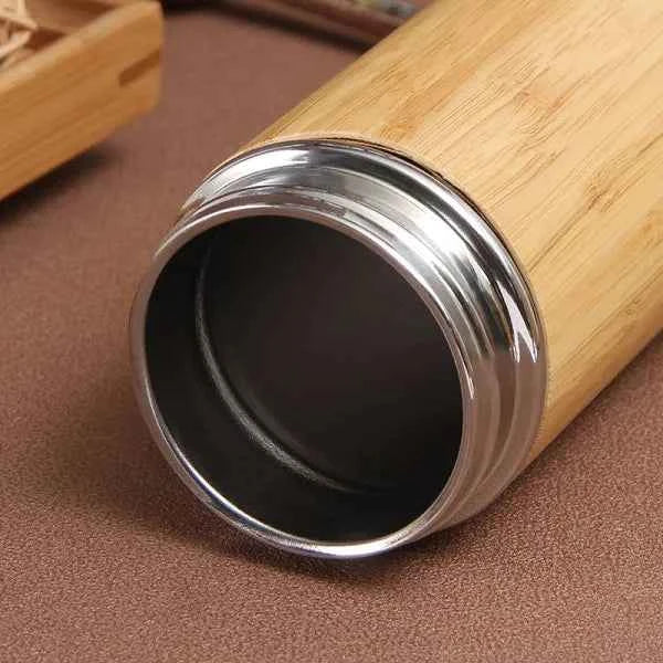Personalized Bamboo Vacuum Flask with Strainer -  - Jolly Gifts And Arts