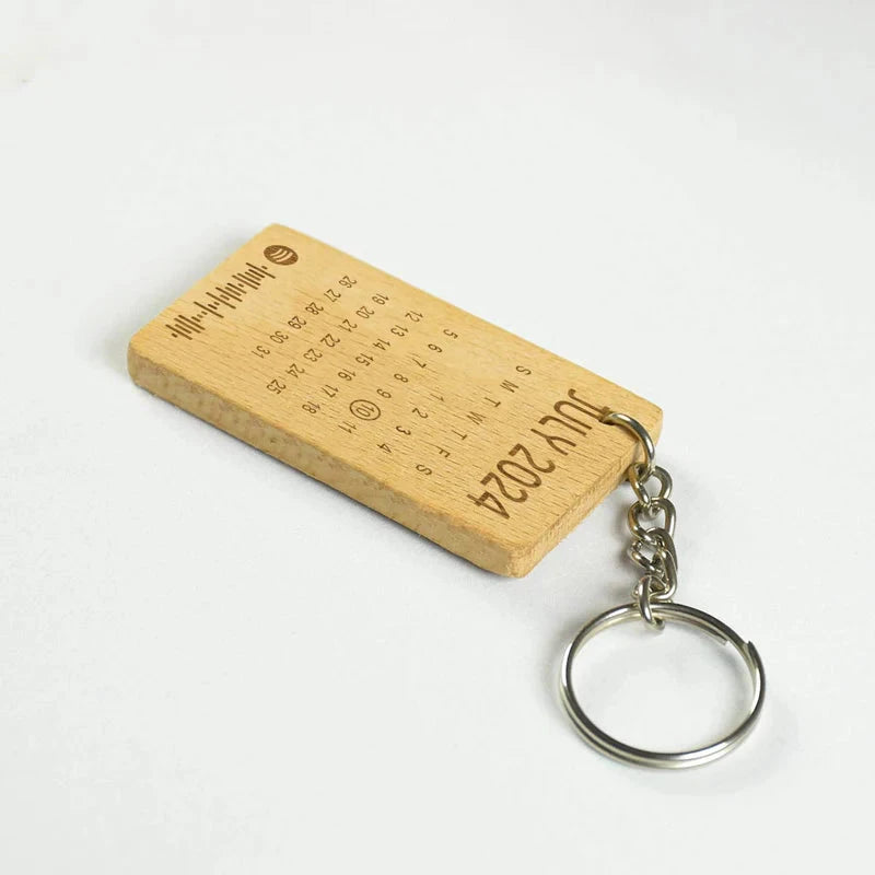 Customized Mark The Date Engraved Wooden Keychain
