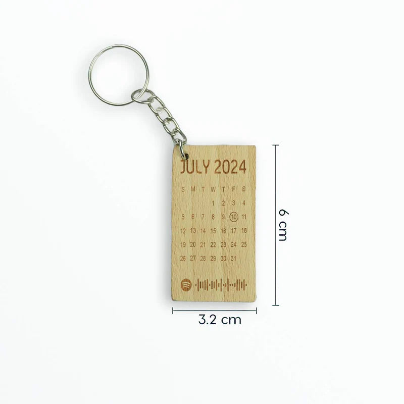 Customized Mark The Date Engraved Wooden Keychain