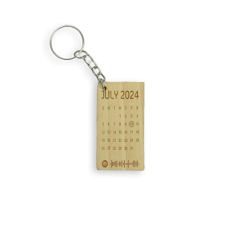 Customized Mark The Date Engraved Wooden Keychain