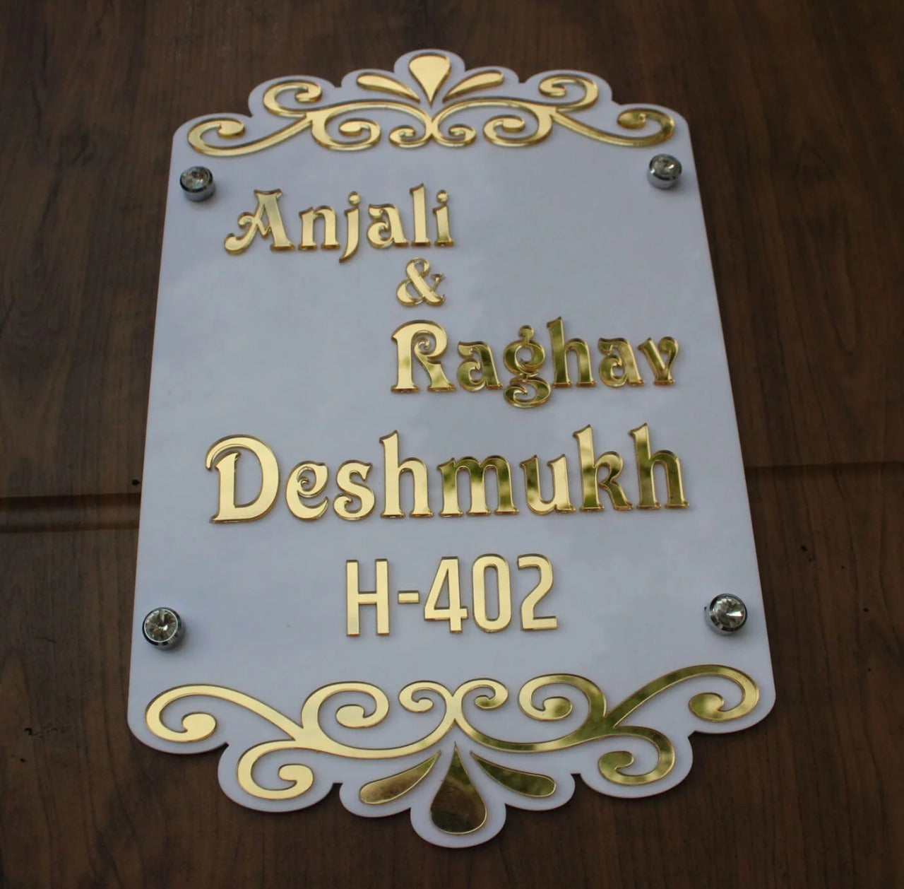 Ornate White & Gold 3D Letter Name Plate