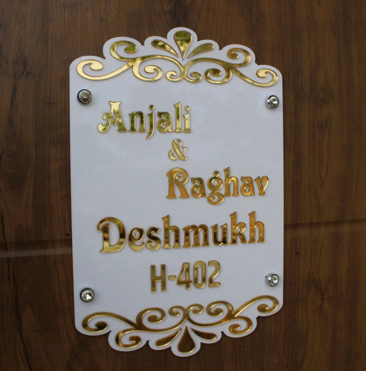 Ornate White & Gold 3D Letter Name Plate
