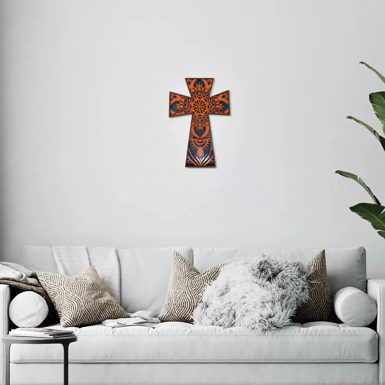 Elegant Botonee Multi Layered Cross Wall Art | Trefoil Budded Christian Symbol -  - Jolly Gifts And Arts