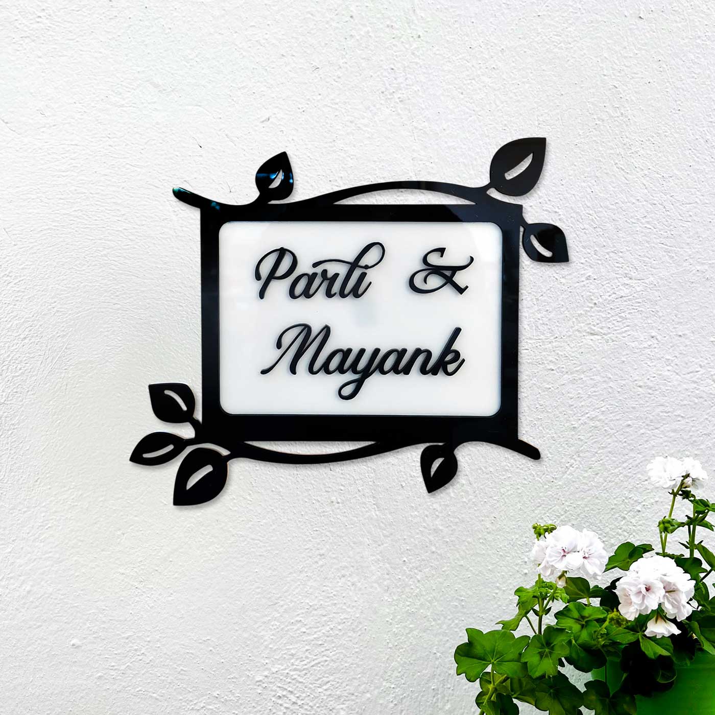 Personalized Leaves Theme Acrylic Name Plate