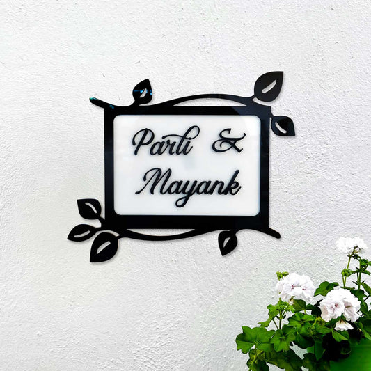 Personalized Leaves Theme Acrylic Name Plate
