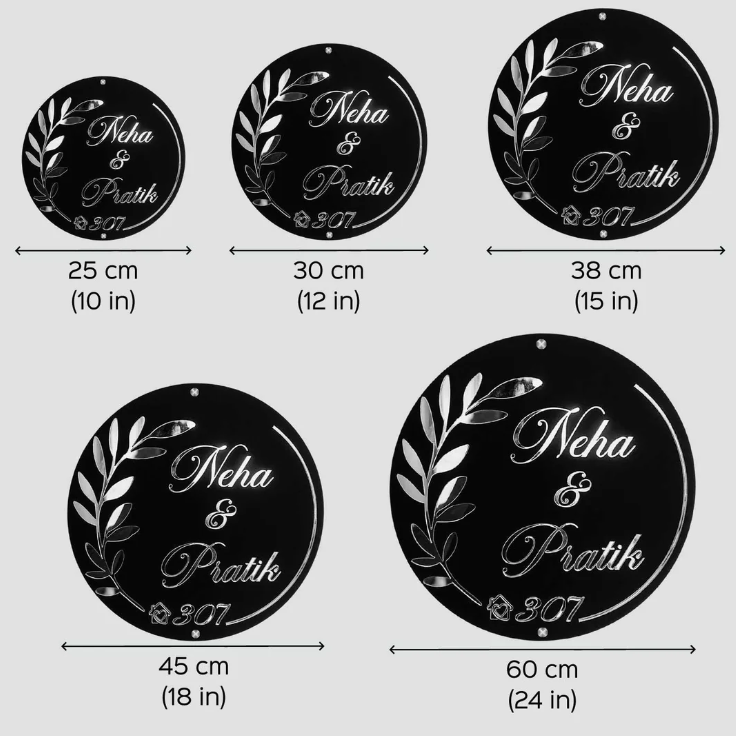 Personalized Round Black & Gold Acrylic Name Plate