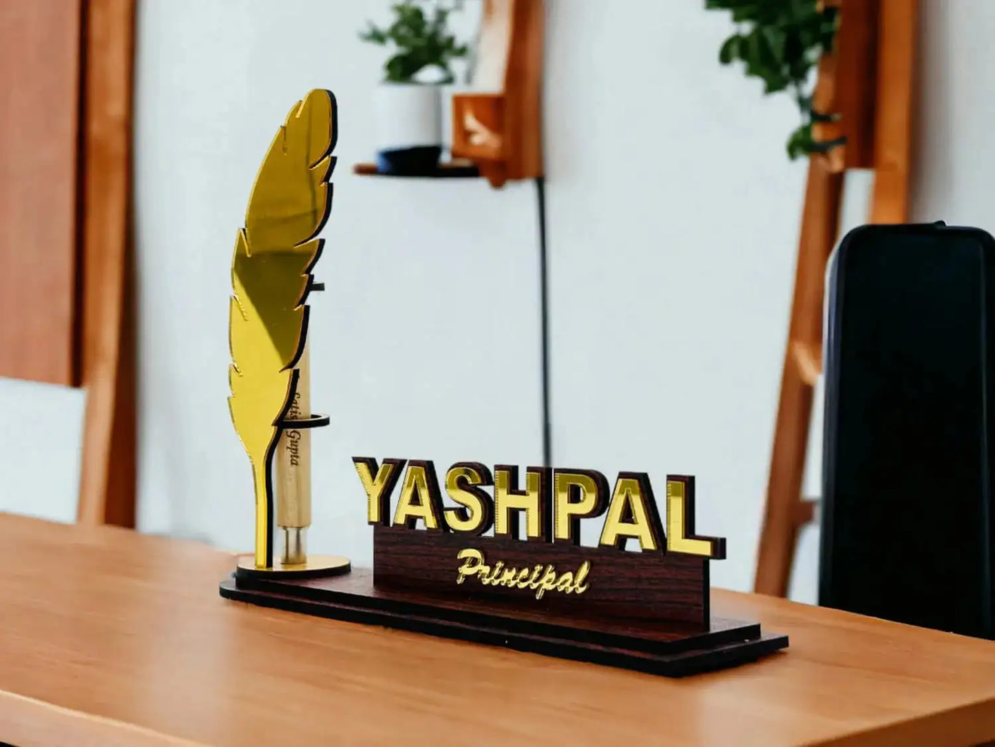 Personalized Pen Holder Desk Name Plate with Pen