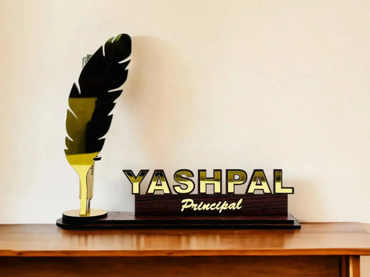Personalized Pen Holder Desk Name Plate with Pen