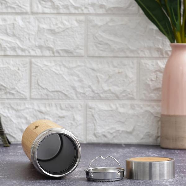 Personalized Bamboo Vacuum Flask with Strainer -  - Jolly Gifts And Arts