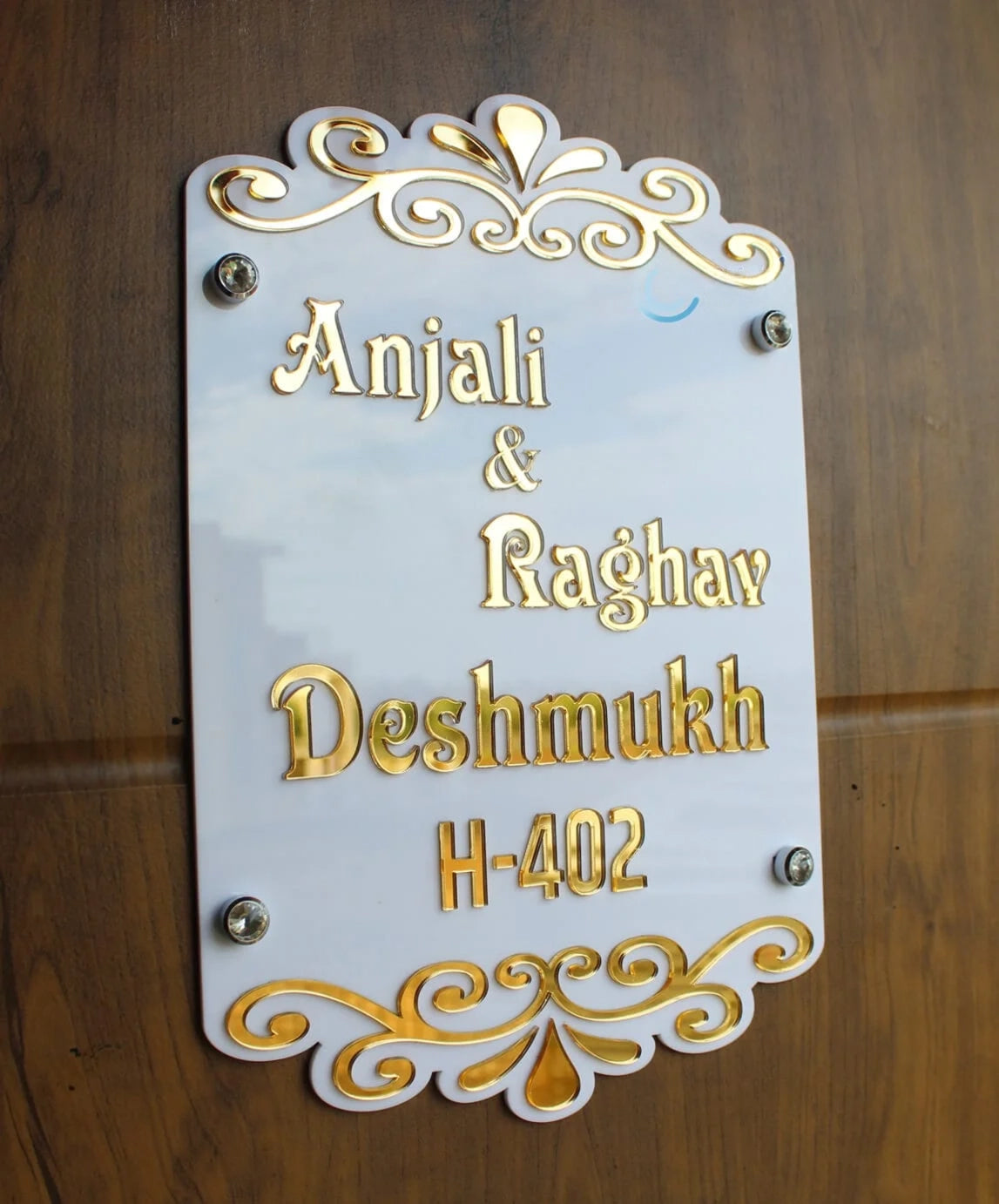 Ornate White & Gold 3D Letter Name Plate