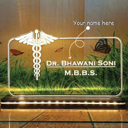 Personalized 3D Illusion LED Name Lamp for Doctors and Dentists
