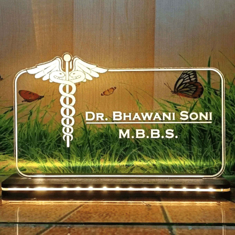 Personalized 3D Illusion LED Name Lamp for Doctors and Dentists