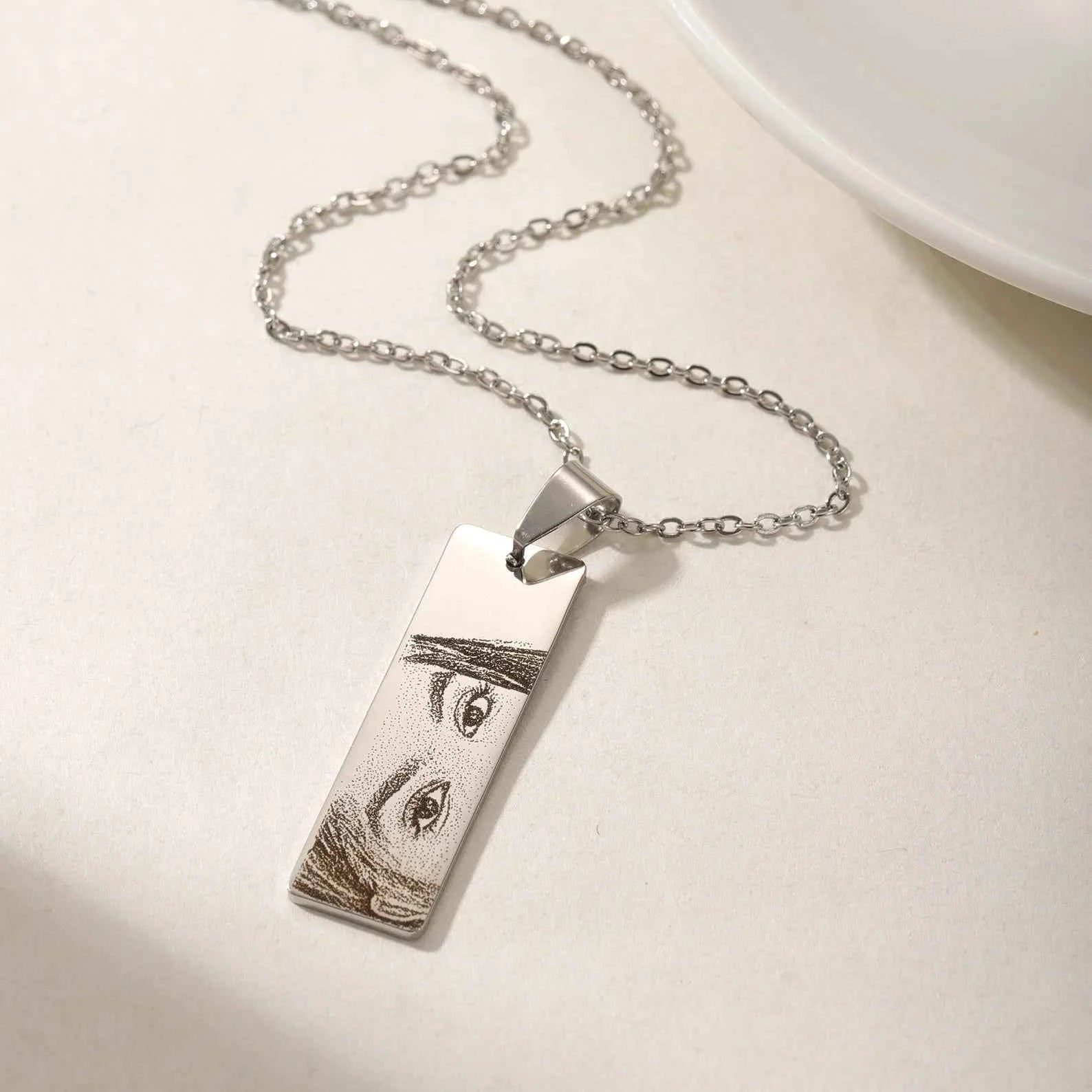Custom Eye Photo Necklace: Name Engraved Pendant - Personalized Gift