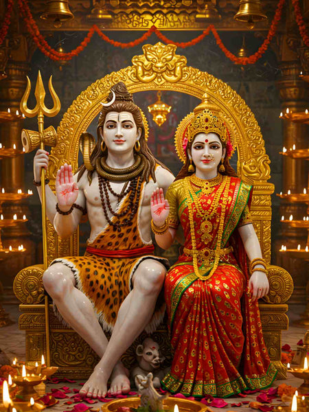 Shiva Parvati Divine Couple Art Print -  - Jolly Gifts And Arts