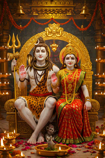Shiva Parvati Divine Couple Art Print -  - Jolly Gifts And Arts