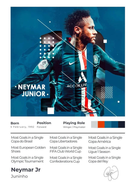 Neymar Jr. Minimalist PSG Soccer Poster