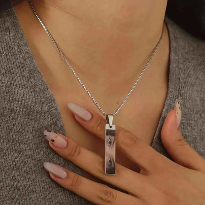 Custom Eye Photo Necklace: Name Engraved Pendant - Personalized Gift