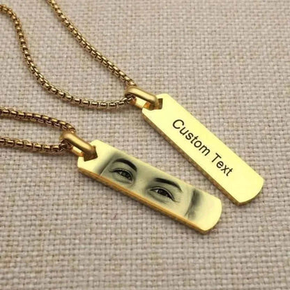 Custom Eye Photo Necklace: Name Engraved Pendant - Personalized Gift