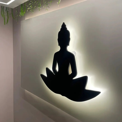 Peaceful Buddha Black Metal Wall Decor for Yoga & Meditation Space -  - Jolly Gifts And Arts