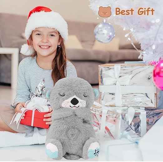 Soft Breathing Motion Teddy Bear Plush Sound Machine for Baby Calm Sleep