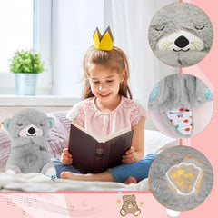 Soft Breathing Motion Teddy Bear Plush Sound Machine for Baby Calm Sleep