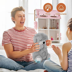 Soft Breathing Motion Teddy Bear Plush Sound Machine for Baby Calm Sleep
