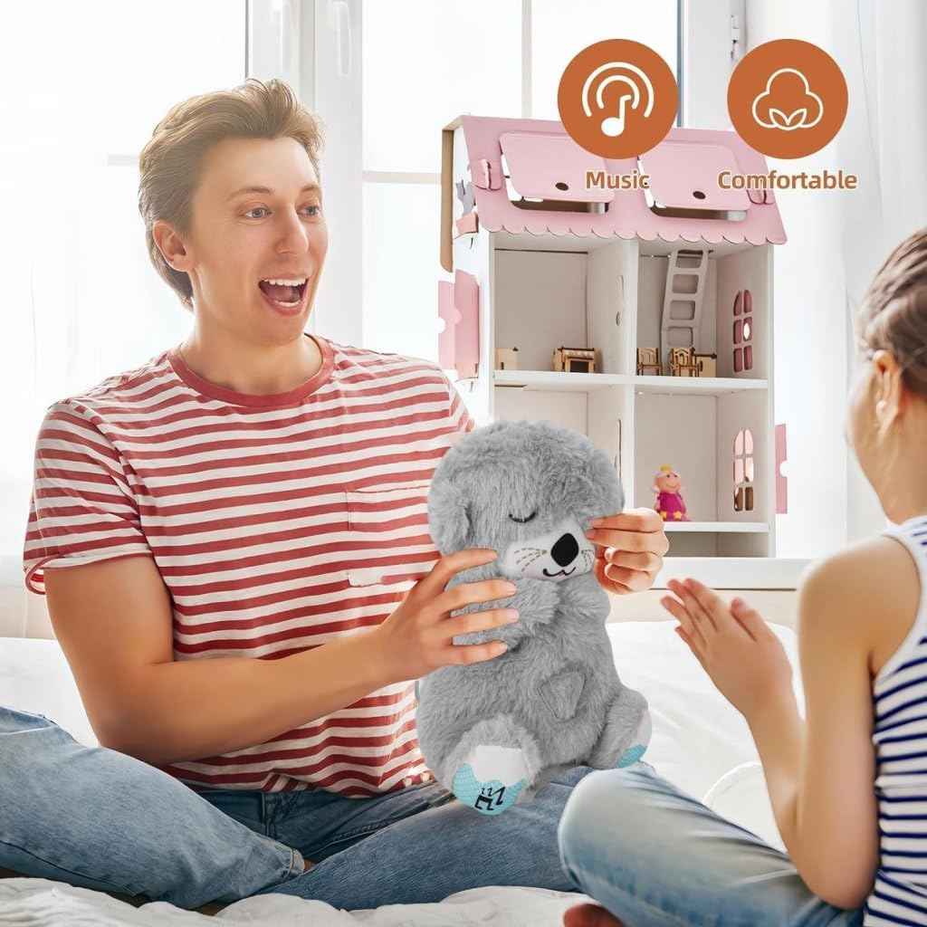 Soft Breathing Motion Teddy Bear Plush Sound Machine for Baby Calm Sleep