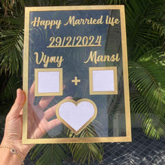 Personalized Couple Thumbprint Art Frame: Custom Wedding Anniversary Fingerprint Gift