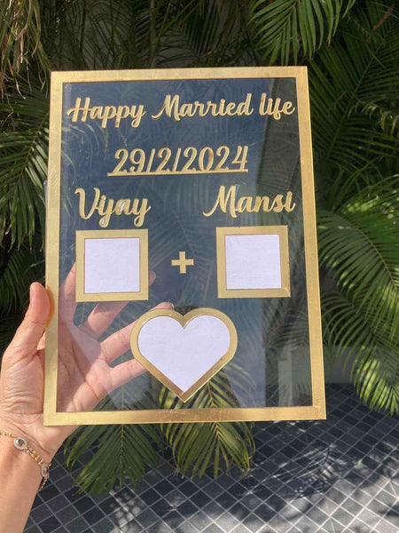 Personalized Couple Thumbprint Art Frame: Custom Wedding Anniversary Fingerprint Gift