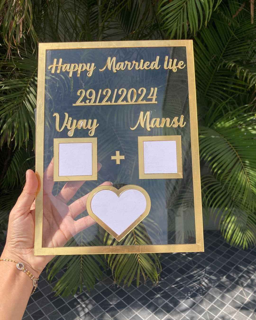 Personalized Couple Thumbprint Art Frame: Custom Wedding Anniversary Fingerprint Gift